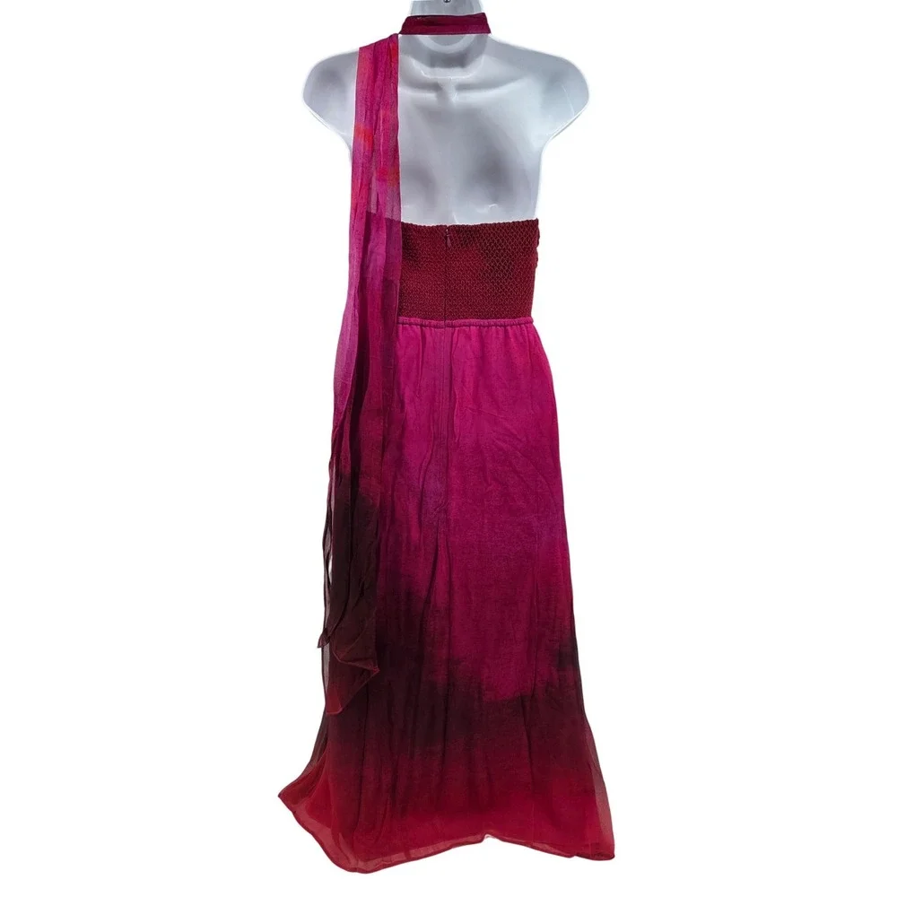Plenty by Tracy Reese Bare Scarf Halter Maxi S‎ Pink Rose Ombre Dress Formal